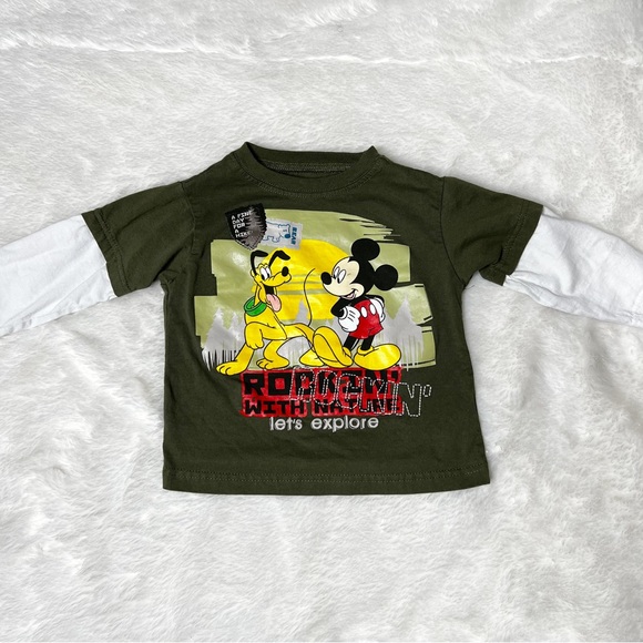 Disney & Garanimals Mickey Mouse Pluto T-Shirt Camo Cargo Pants Set Boy’s 24 Mth - Picture 2 of 8